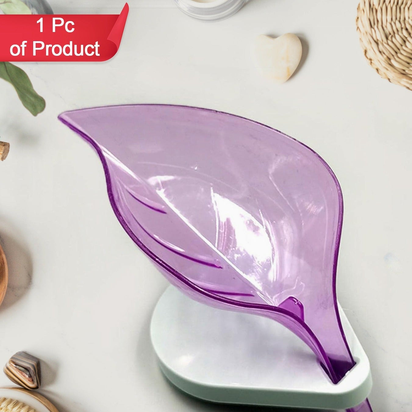 Self Draining Leaf Soap Holder with Suction Cup - Bathroom & Kitchen Organizer (1 Pc) - Happy Price - Image 1