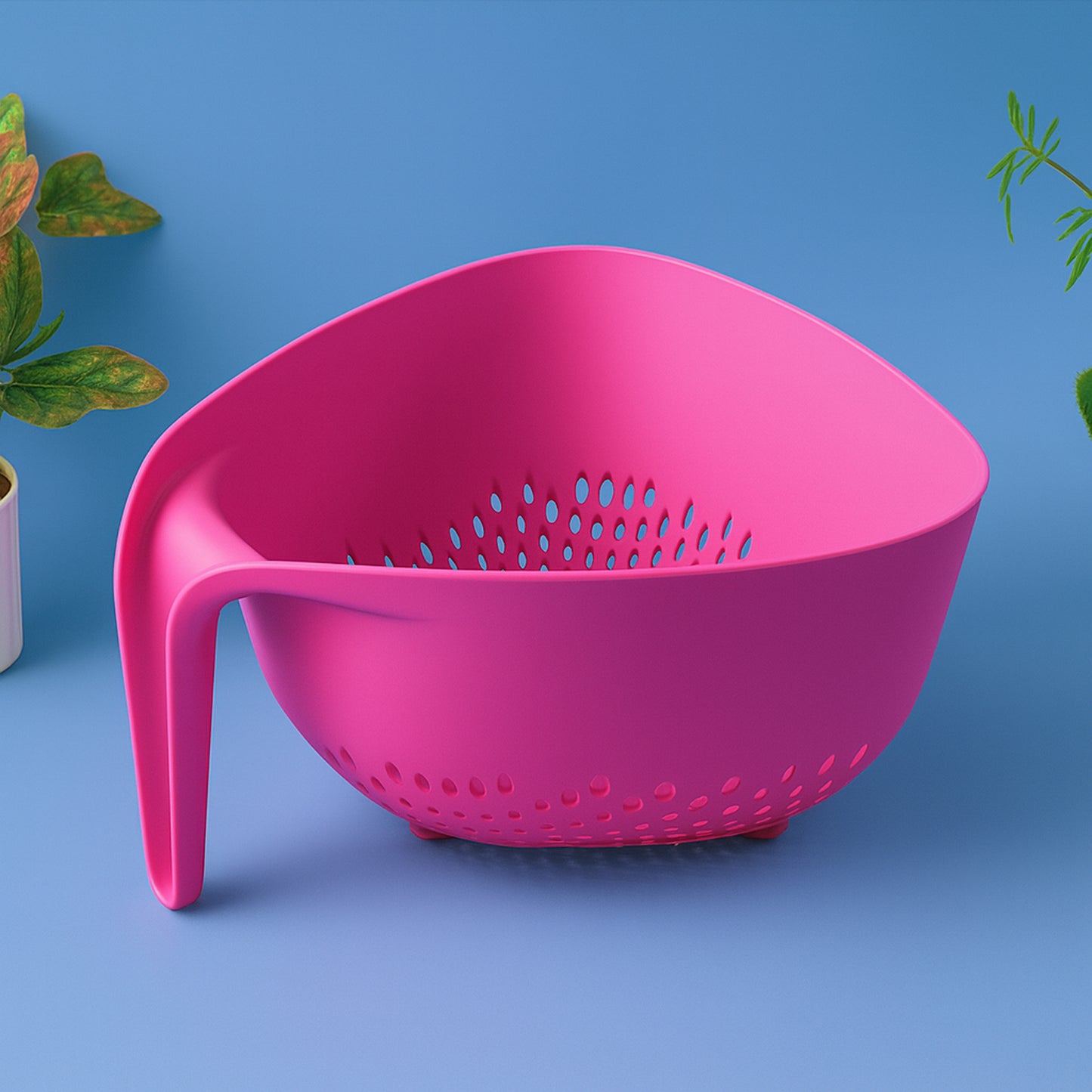 Premium Triangular Kitchen Colander with Handle - 1 Pc Strainer Bowl for Fruits, Vegetables & Rice - Happy Price - Image 2