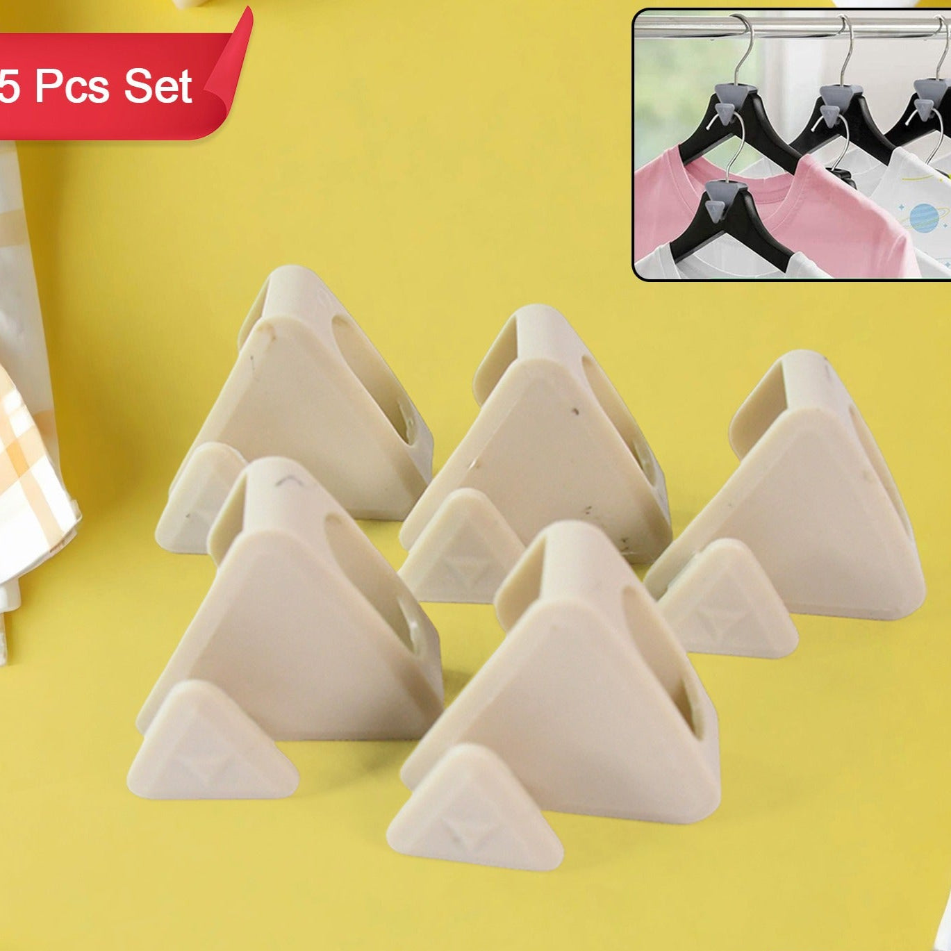 Multi-functional Plastic Triangle Hanger Connector Hooks 5 Pcs Set - Happy Price - Image 1