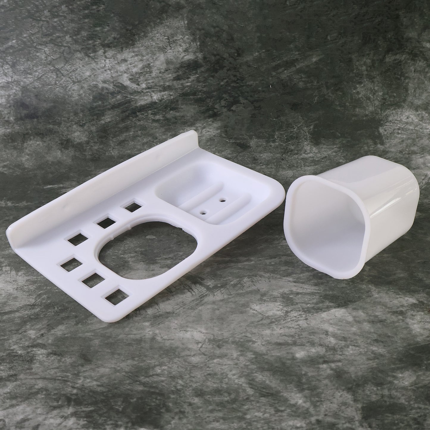 3in1 Wall Mounted Multi-compartment Toothbrush  Soap Holder With Cup (1 Pc) - Happy Price - Image 4