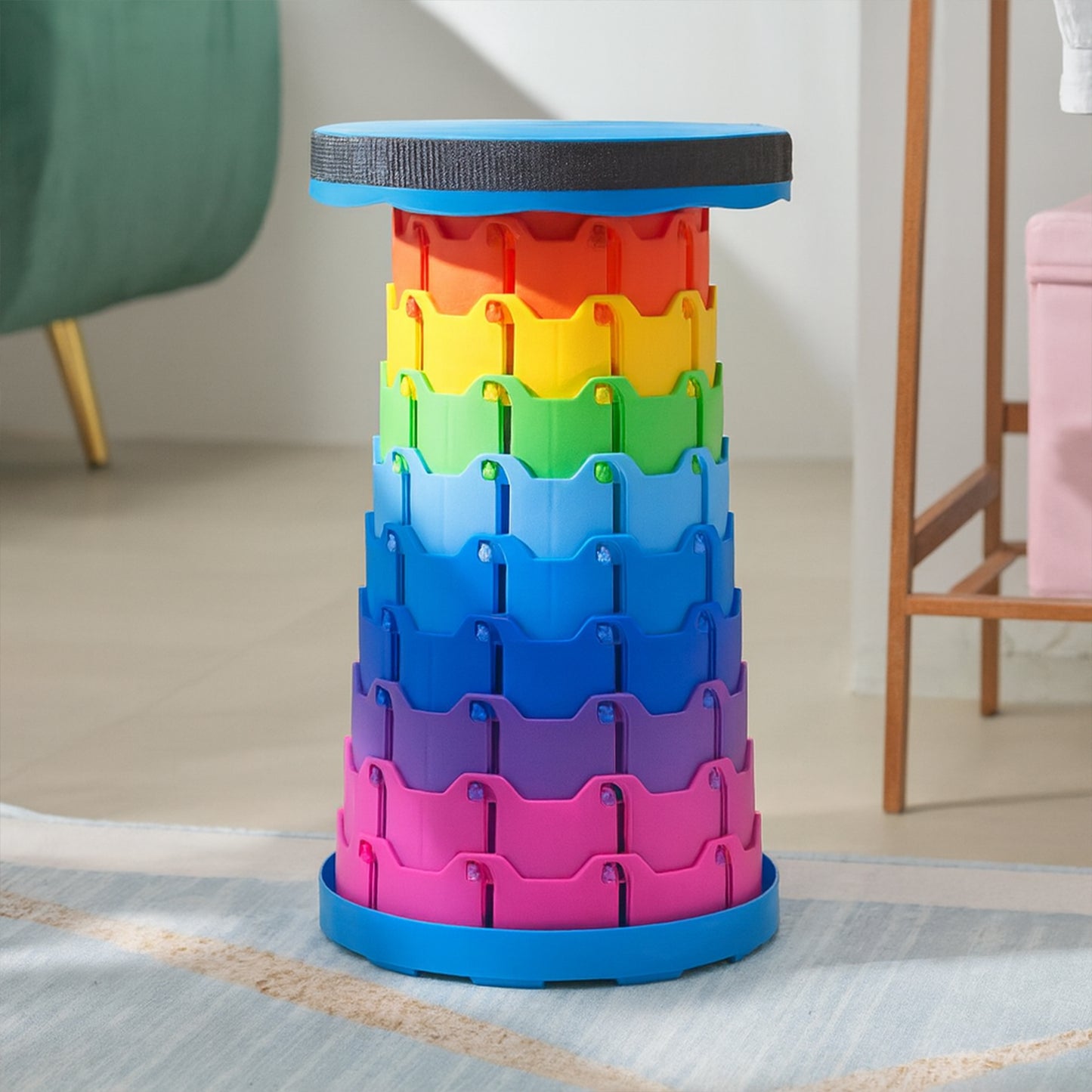Portable Telescopic Folding Stool - Adjustable Height, Compact & Lightweight Seat (1 Pc) - Happy Price - Image 6