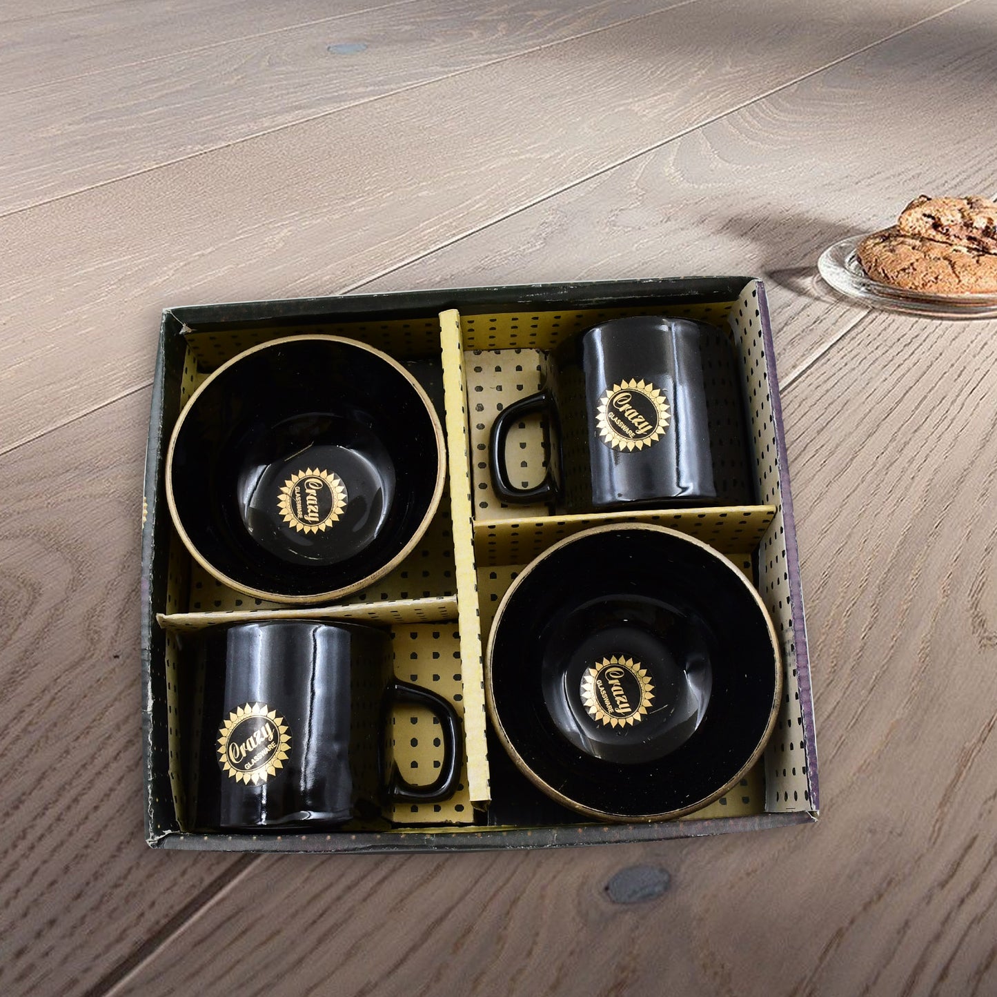 Hide  Seek Ceramic Tea  Cups With Round Serving Bowl (4 Pcs Set) - Happy Price - Image 3