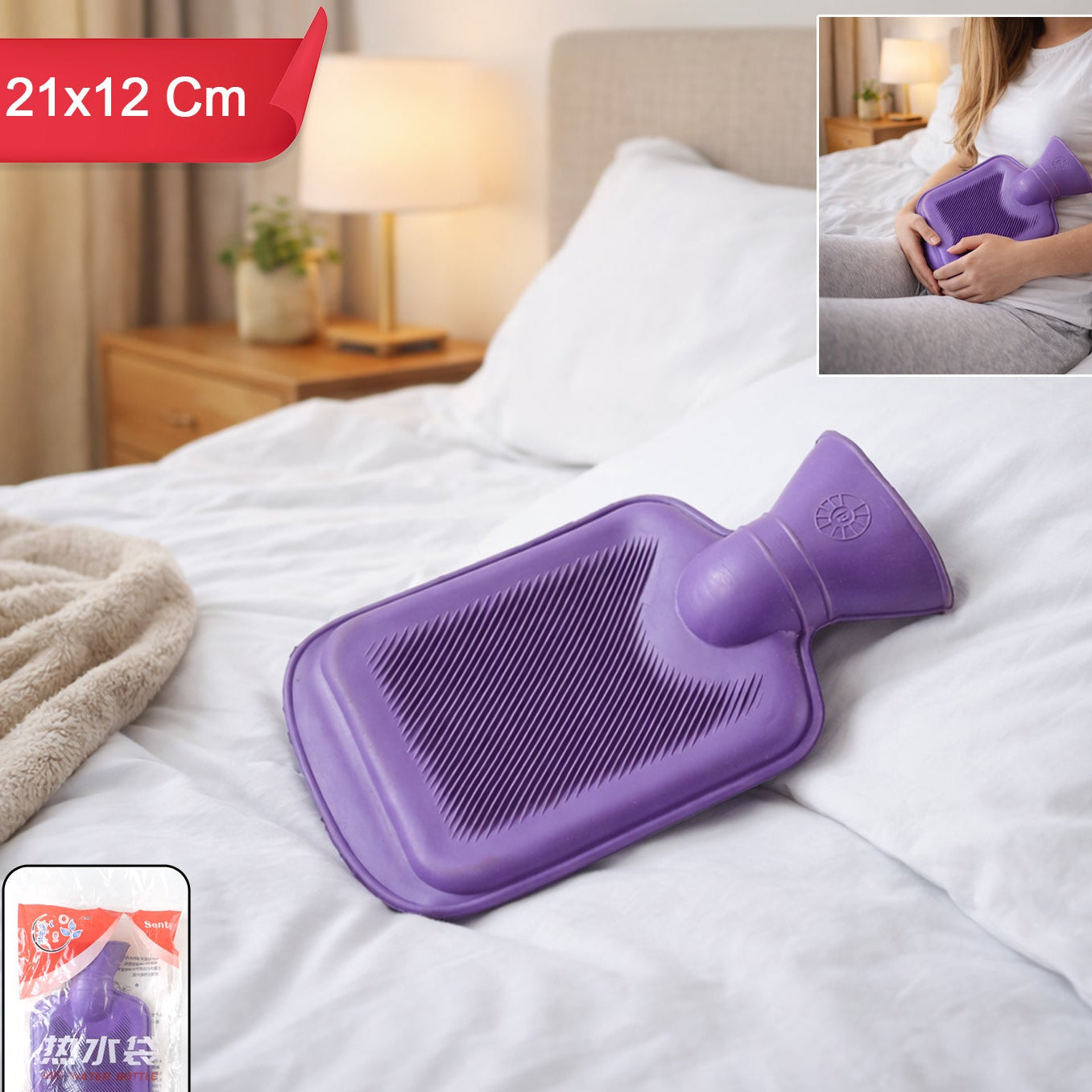Soft Rubber Hot Water Bag for Pain Relief & Warmth (21x12 Cm, 1 Pc) - Happy Price - Image 1