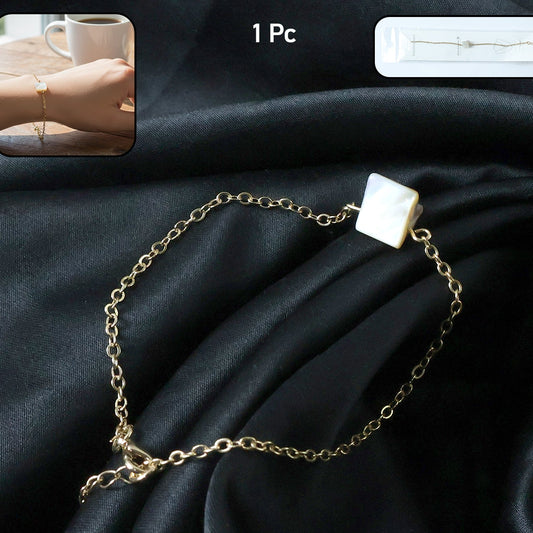 Elegant Square Stone Charm Chain Bracelet for Women (1 Pc, Mix Design) - Happy Price - Image 1
