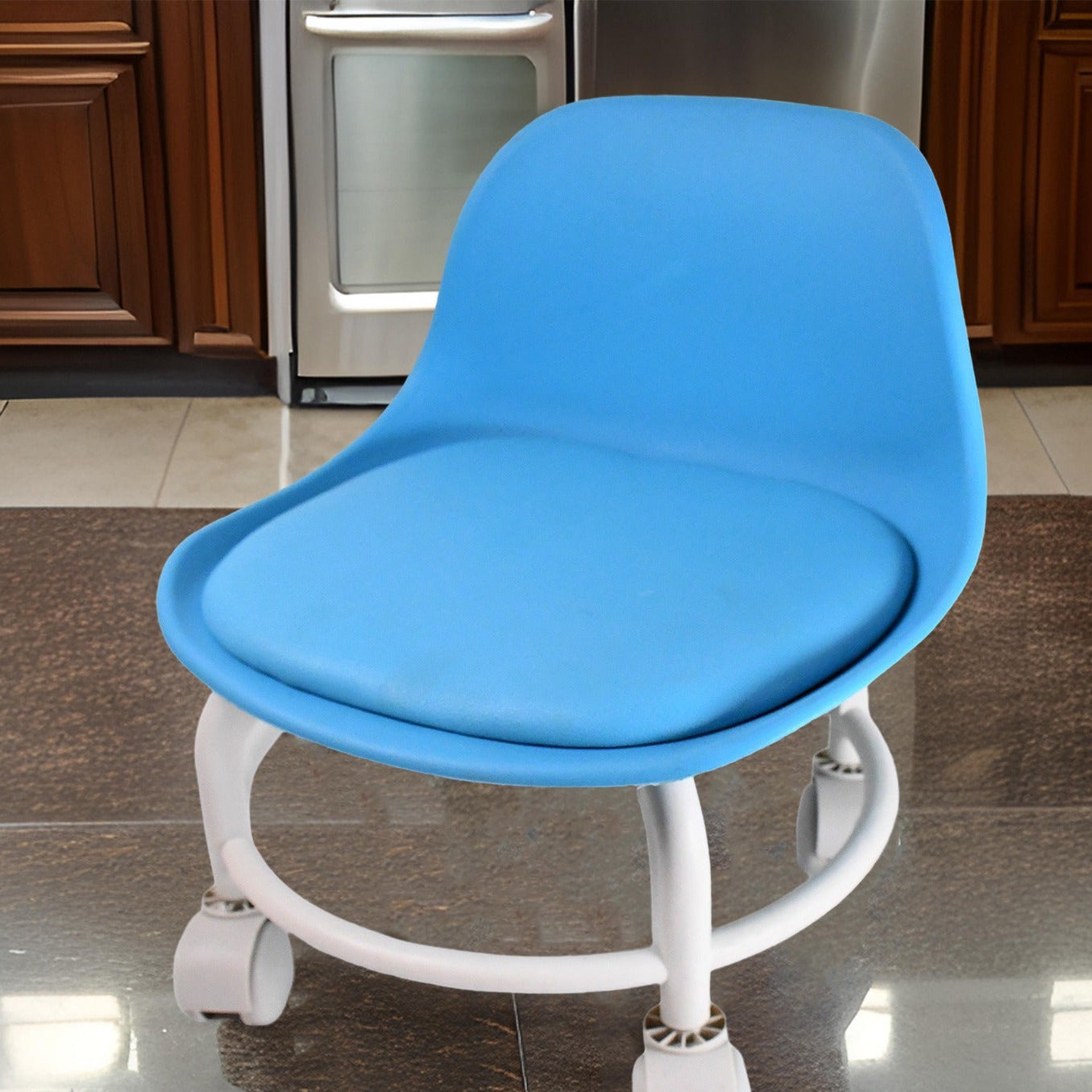 Low Round Rolling Stool with Wheels - 1 Pc, Mix Color - Happy Price - Image 1