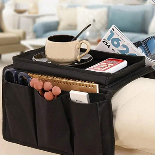 Sofa Arm Rest Hanging Storage Bag Storage Bag For Sofa Ideal For Sorting Magazines Ipad Books (Black) - Happy Price - Image 1