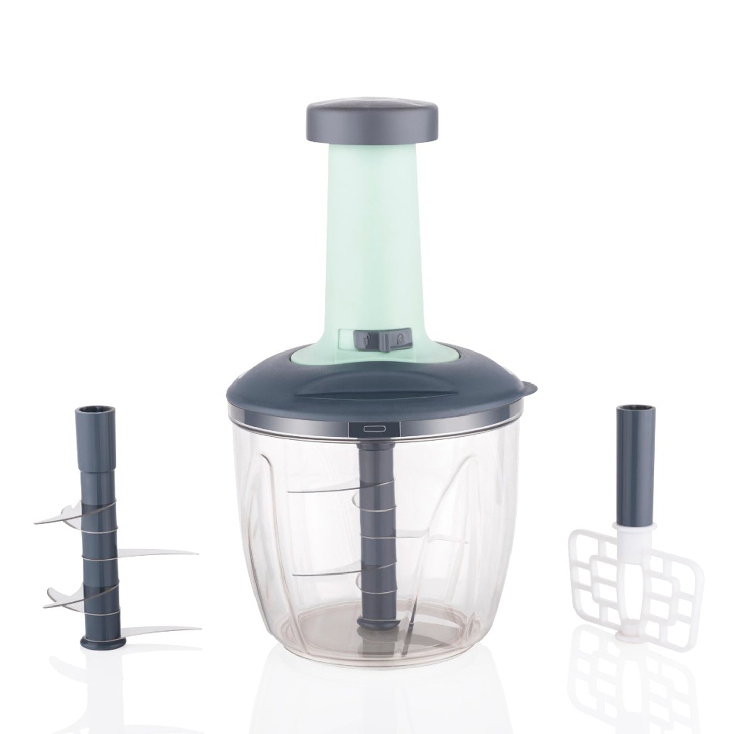 1100 Ml 2 In 1 Push Up Chopper With Blender Affixed With 6 Sharp Blade  Vegetable And Fruit Cutter With Easy Push And Chop Button - Happy Price - Image 4