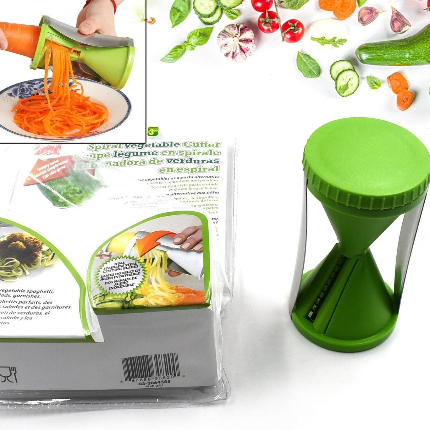 Portable Spiralizer Vegetable Slicer Handheld Spiralizer Peeler Stainless Steel Spiral Slicer For Salad Vegetables Fruit Slicer - Happy Price - Image 1