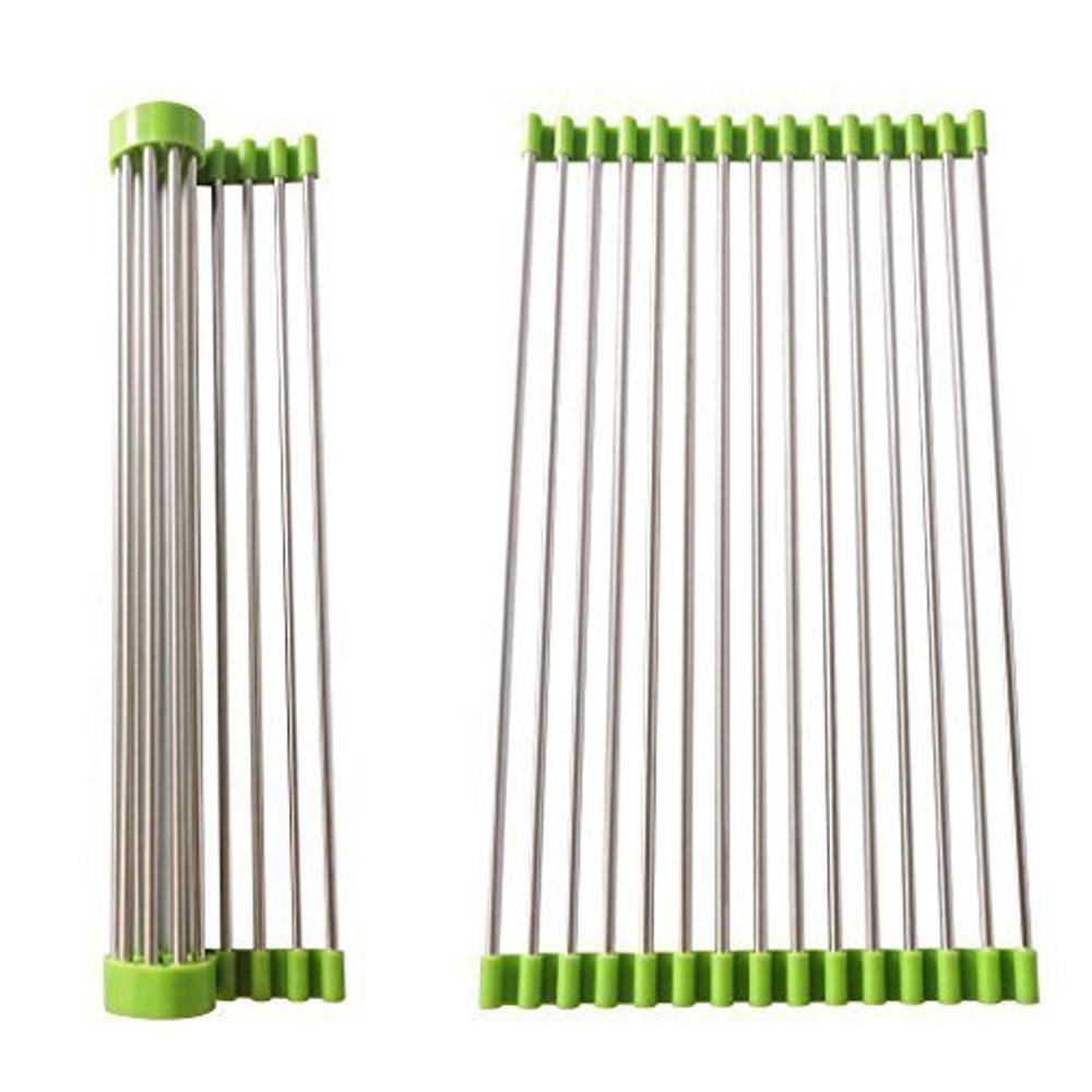 Roll-Up Dish Drying Rack for Kitchen Sink - Stainless Steel & Silicone - Happy Price - Image 4