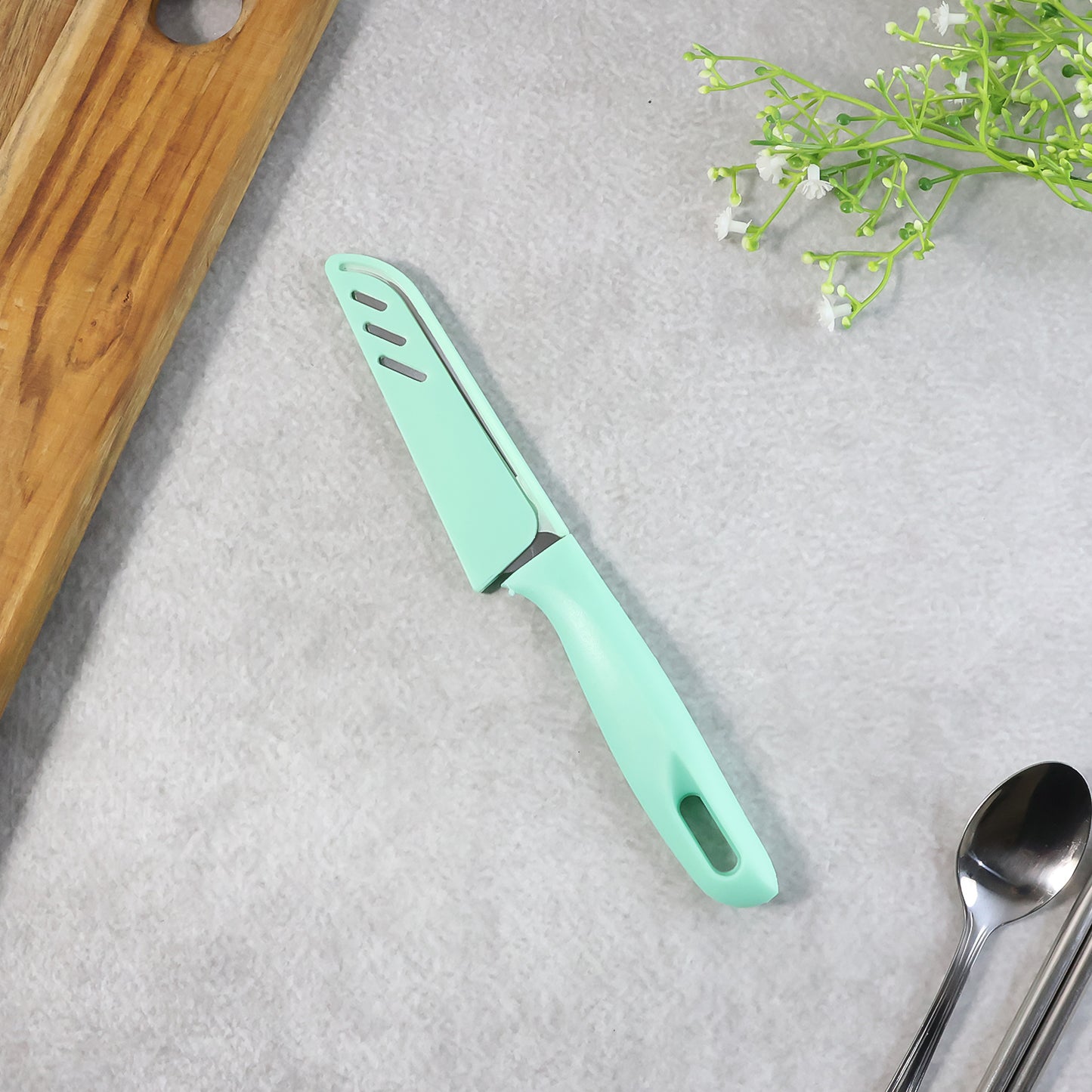 Sharp Stainless Steel Kitchen Knife with Soft Grip Handle & Cover (1 Pc) - Happy Price - Image 4