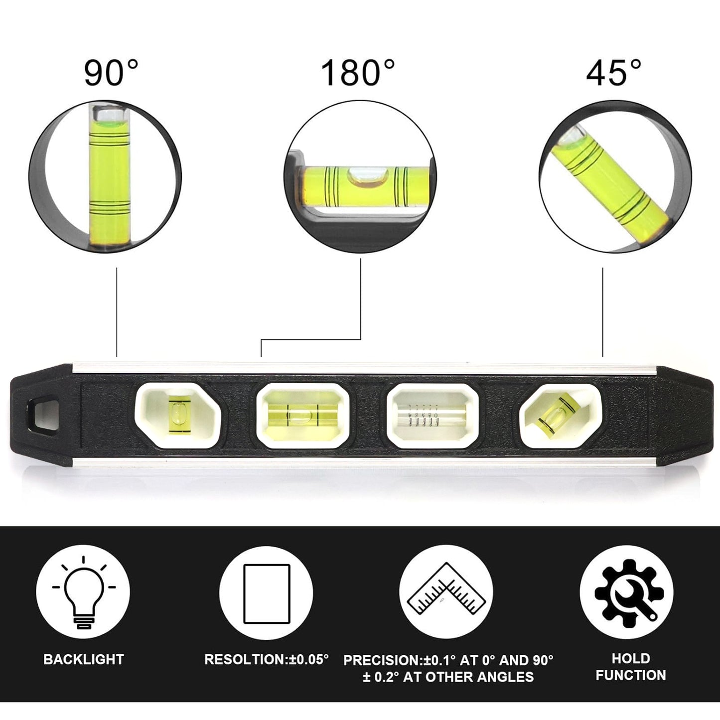 Aluminum Spirit Level Measuring Tool - 3 Bubble Vials, B Grade (1 Pc) - Happy Price - Image 5