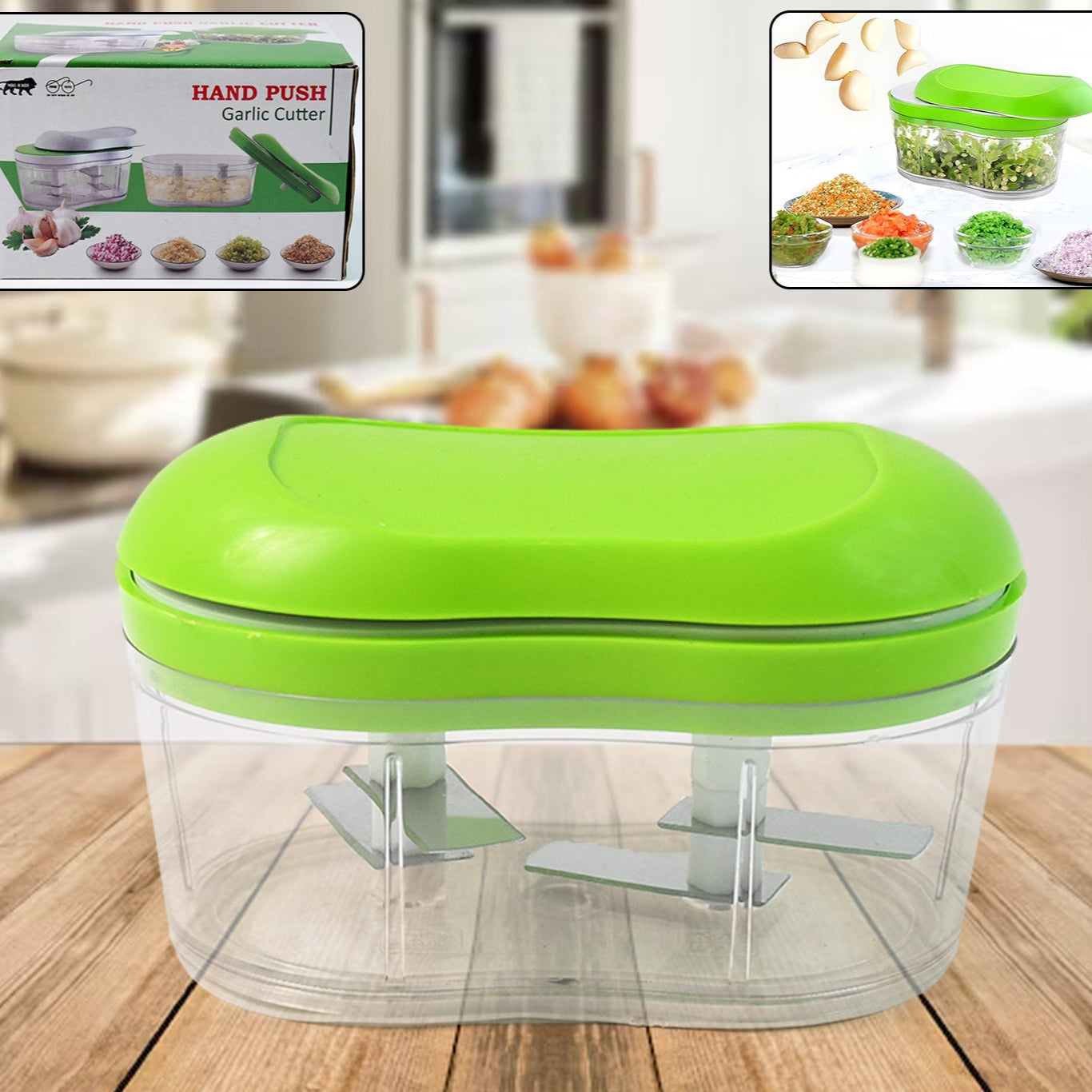 Manual Hand Push Garlic Cutter  Vegetable Chopper (1 Pc) - Happy Price - Image 1