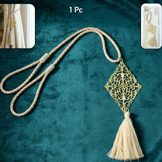 Decorative Curtain Tieback Tassel (1 Pc) - Elegant Braided Rope Holder - Happy Price - Image 1