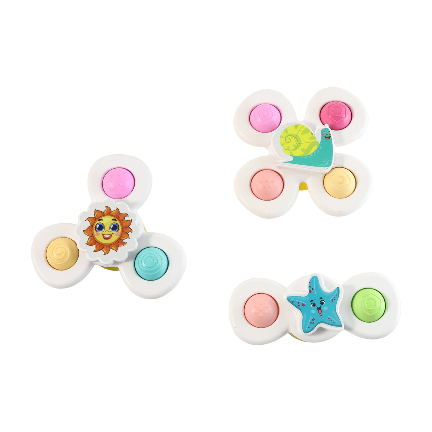 Baby Suction Spinner Toys - 3 Pc Sensory Play Set for Toddlers - Happy Price - Image 2