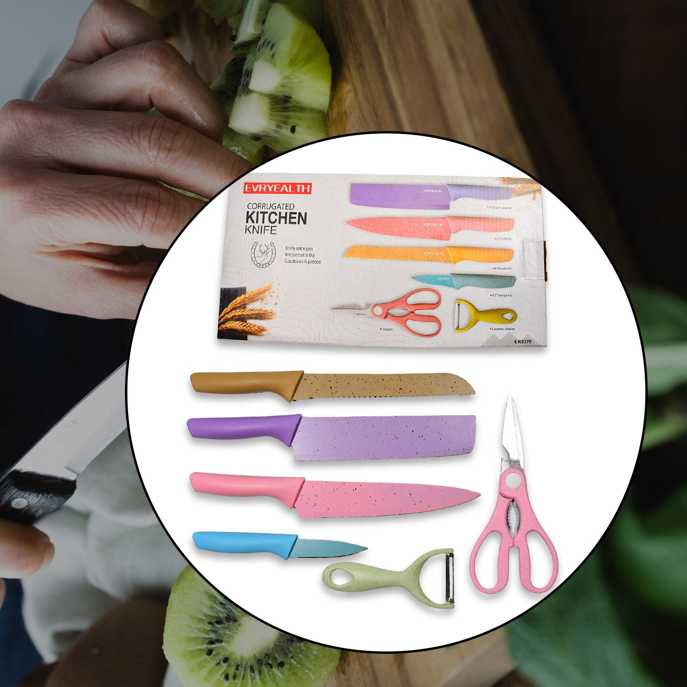 Corrugated 6pc Kitchen Knife Set Professional Box Knife Set 6 Piece Forged Kitchen Knives With Box. - Happy Price - Image 1