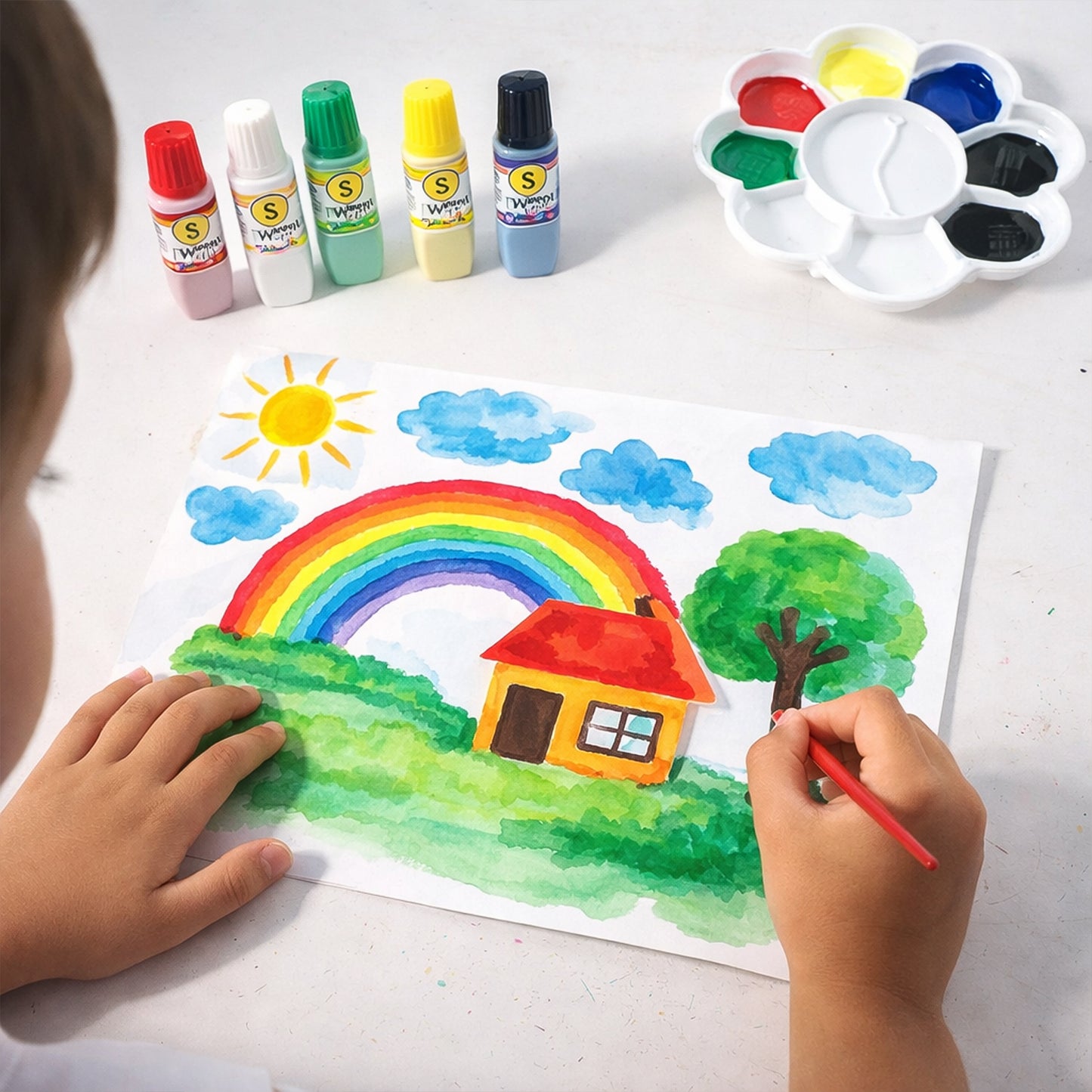 Kids Water Colour Painting Kit with Brush and Palette (1 Set) - Happy Price - Image 3