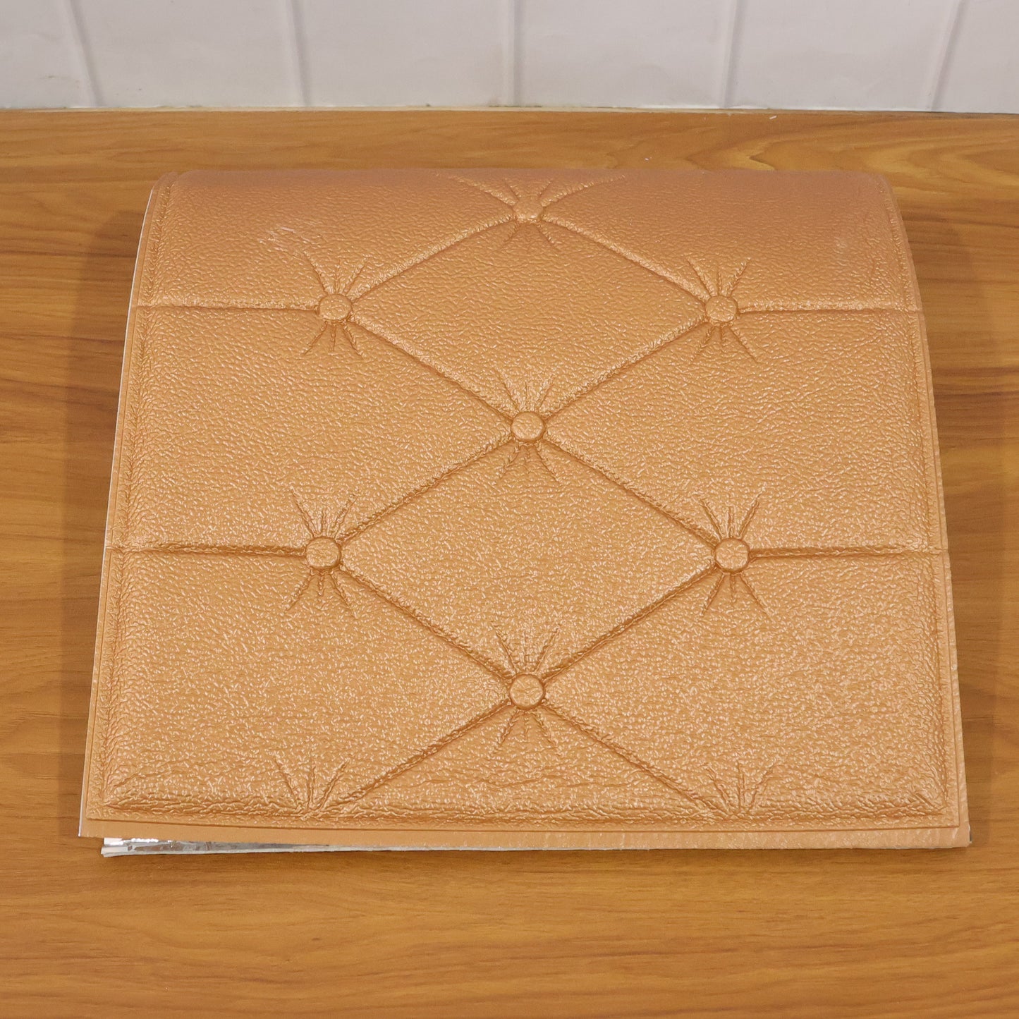 Self Adhesive 3d Foam Wall Panel Cushion Wallpaper (1 Pc Brown 69x35 Cm)