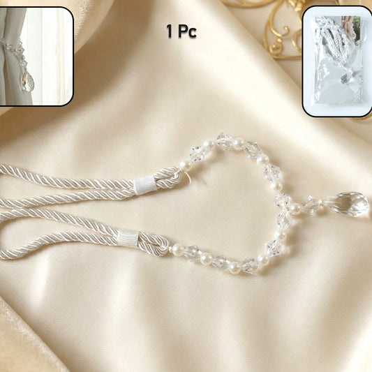 Elegant Crystal Beaded Curtain Tieback Holder (1 Pc) - Happy Price - Image 1