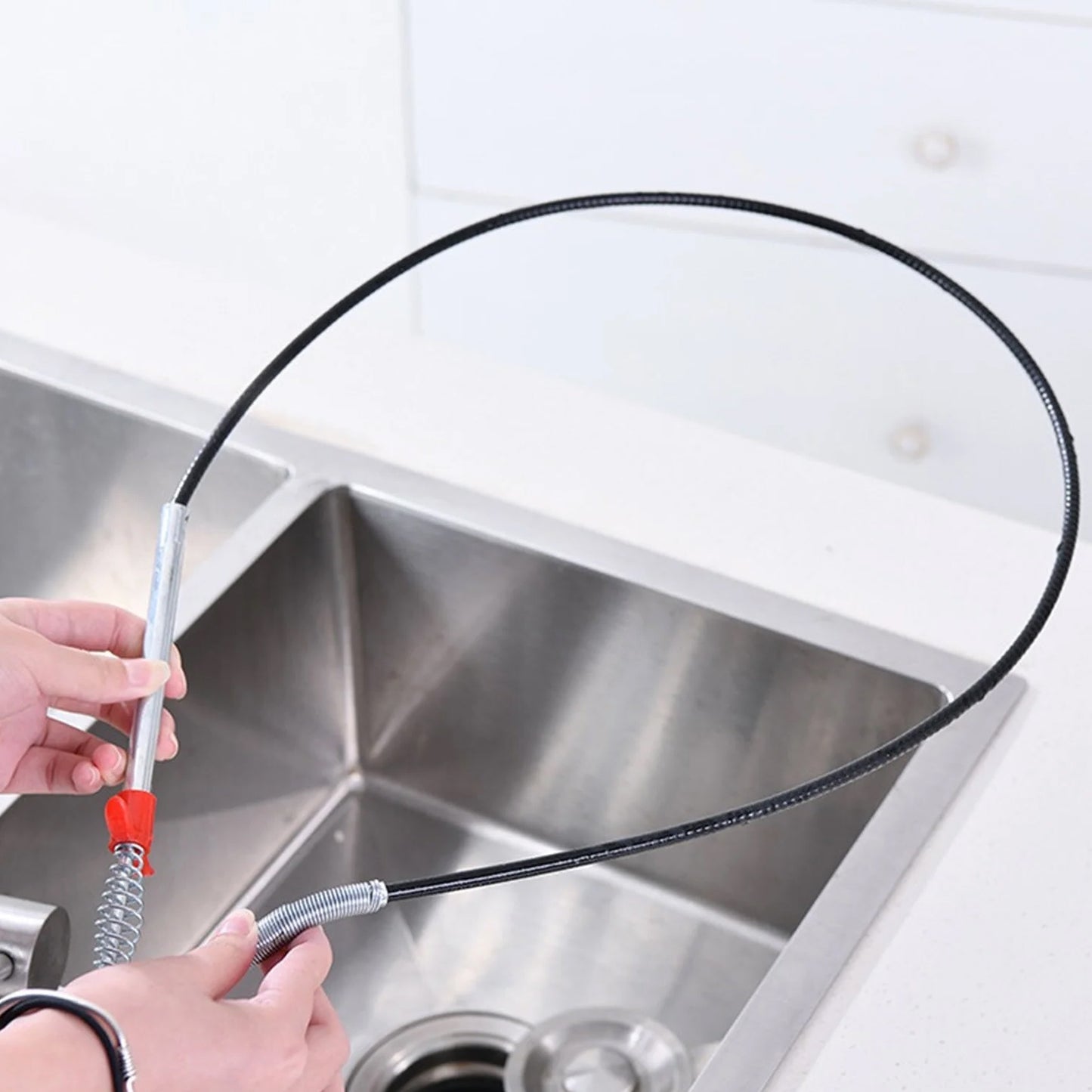 Flexible Drain Cleaner Tool with Hand Grip - 298 cm Spring Pipe Unblocker (1 Pc) - Happy Price - Image 4
