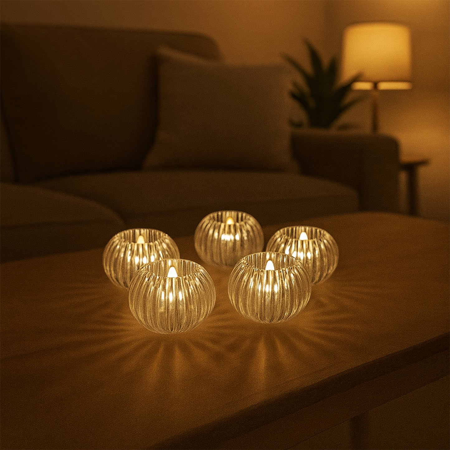 Crystal Effect LED Tealight Candles - 6 Pcs Set - Warm White Flickering Glow - Happy Price - Image 4