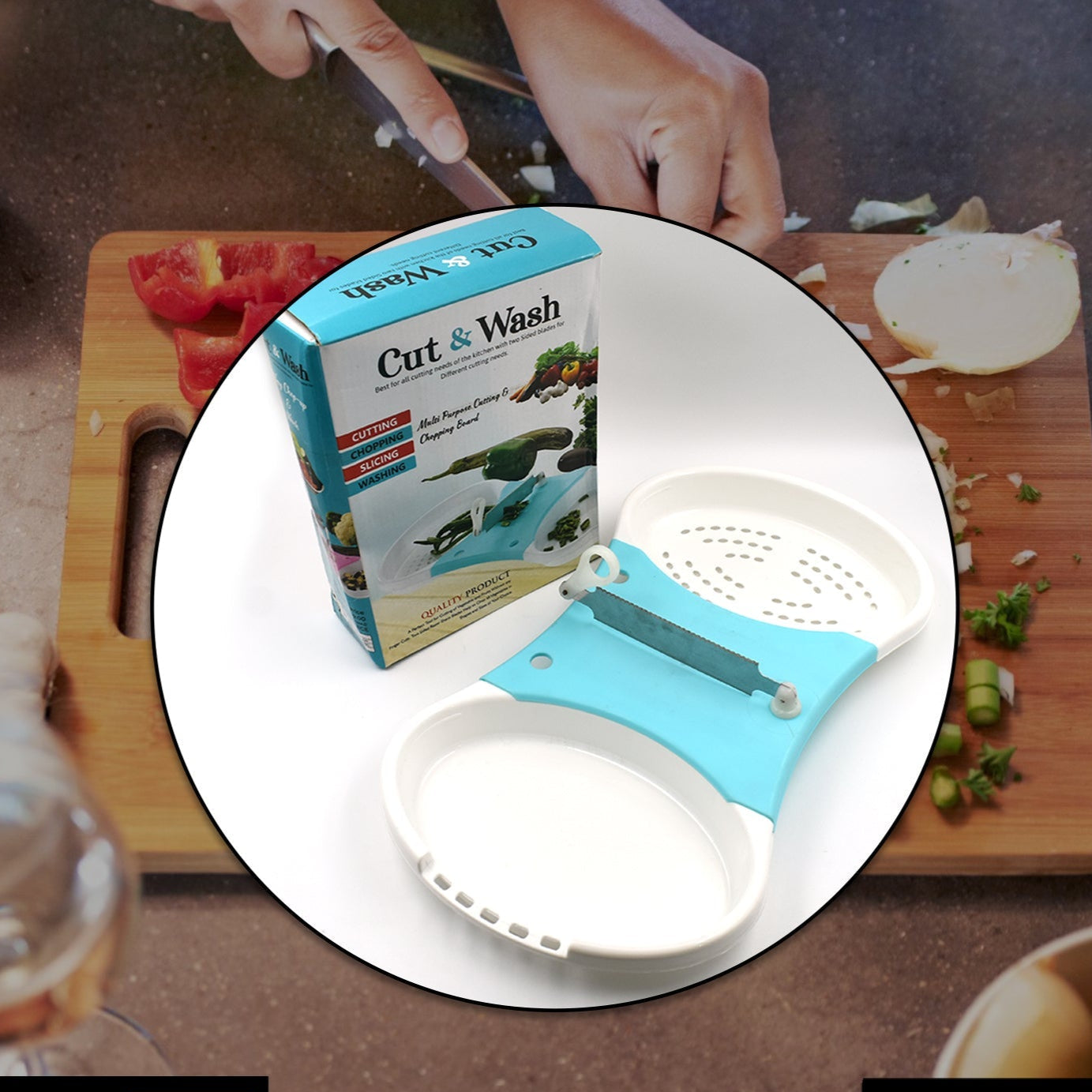 Adjustable Cut N Wash Used In All Kinds Of Household And Kitchen Purposes For Cutting And Washing Simultaneously Of Vegetables And Fruits Etc. - Happy Price - Image 1