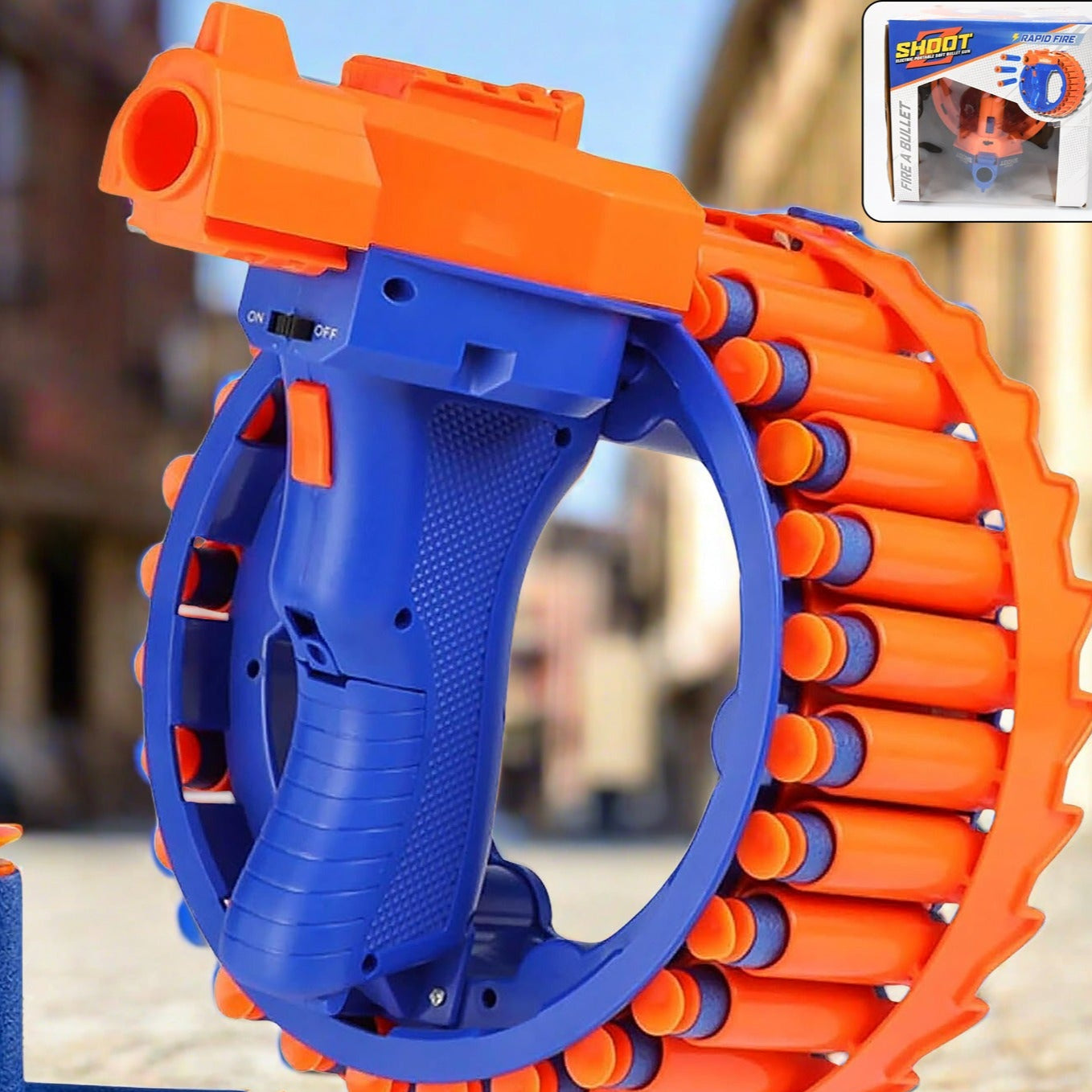 Amazing Toy Gun Electric Gun For Children 28 Soft Bullets For Youth Safety Childrens Electric Hand Ring Wheel Soft Bullet Gun Gift Toys - Happy Price - Image 1