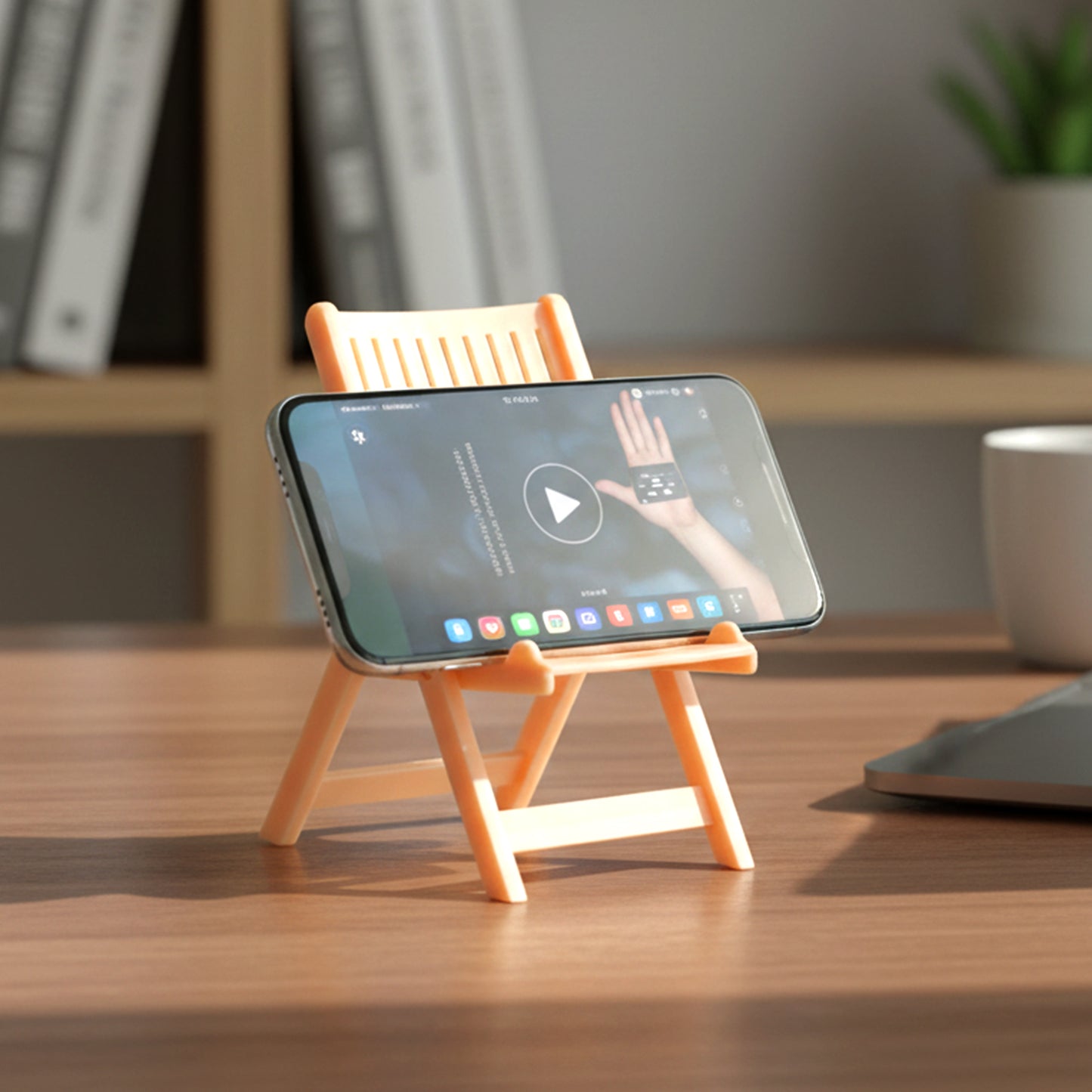 Mini Chair Mobile Stand Holder - 1 Pc Peach Color - Happy Price - Image 2