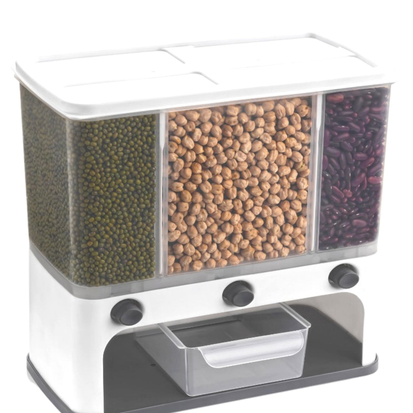 Easy Flow Cereal Dispenser For Kitchen 3 In 1 Push Button Wall Mount Container - Happy Price - Image 1
