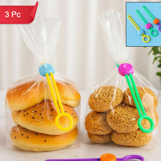 Reusable Silicone Food Bag Sealing Clips with Lock - Set of 3 - Happy Price - Image 1