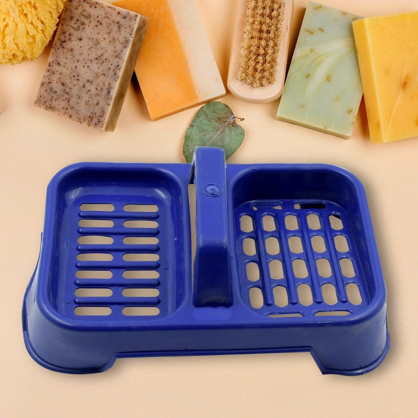 8729 2in1 Plastic Soap Case  Soap Dish  Soap Stand 2 Section Plastic Soap Case Soap Holder Soap Dish For Bathroom Kitchen Sink (1 Pc  Multicolor ) - Happy Price - Image 1