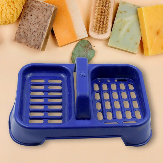 8729 2in1 Plastic Soap Case  Soap Dish  Soap Stand 2 Section Plastic Soap Case Soap Holder Soap Dish For Bathroom Kitchen Sink (1 Pc  Multicolor ) - Happy Price - Image 1