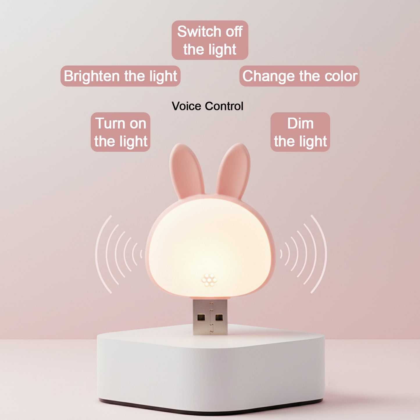 USB Rabbit Night Light with Sound Activation - Plug-in LED Ambient Lamp for Kids Rooms & Bedrooms - Happy Price - Image 7