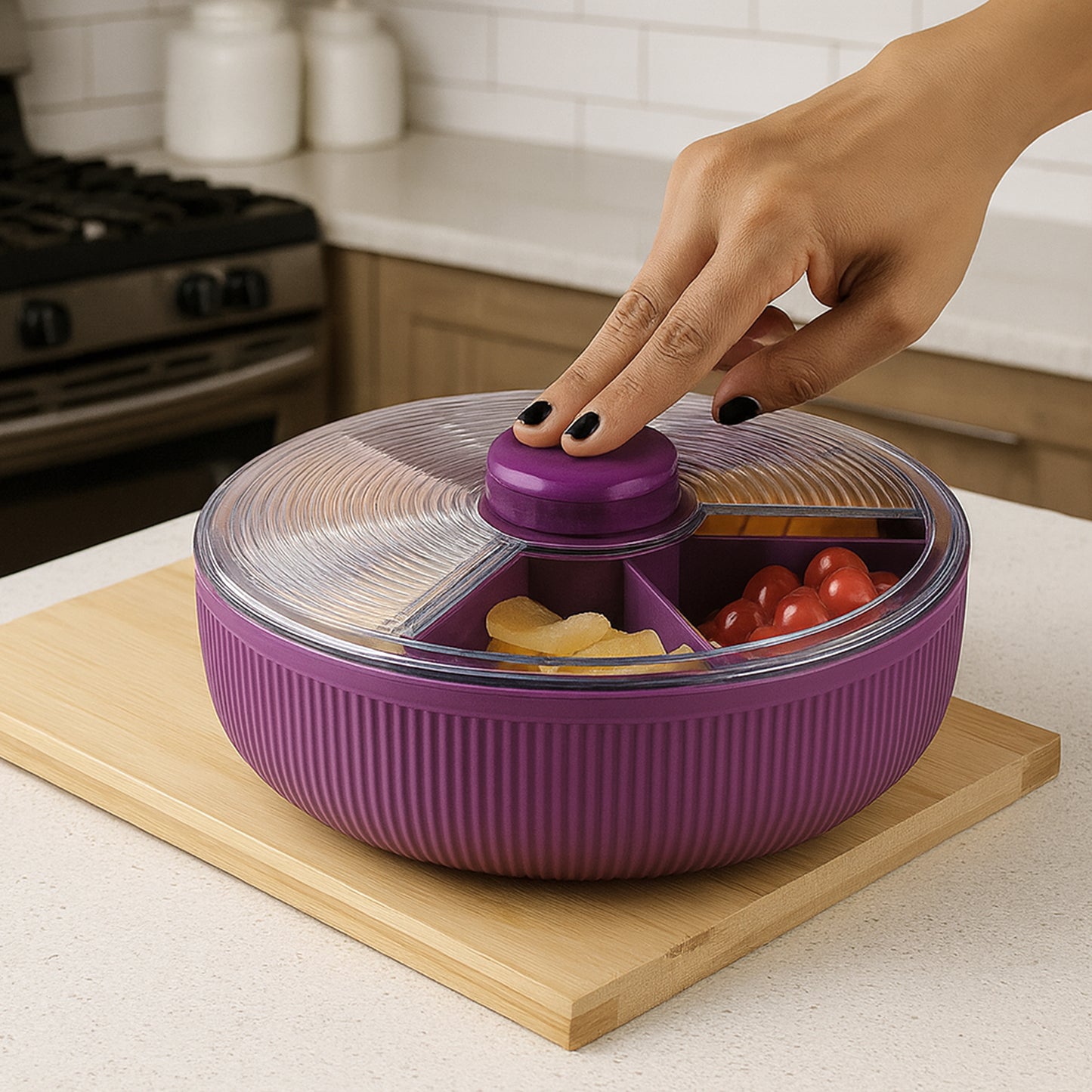 Rotating Snack and Dry Fruit Organizer Box - 1 Pc Purple - Happy Price - Image 7