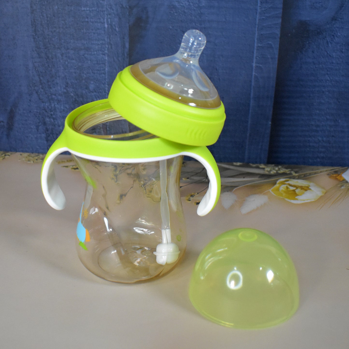Plastic Baby Feeding Bottle With Handles Straw (300 Ml  1 Pc) - Happy Price - Image 3
