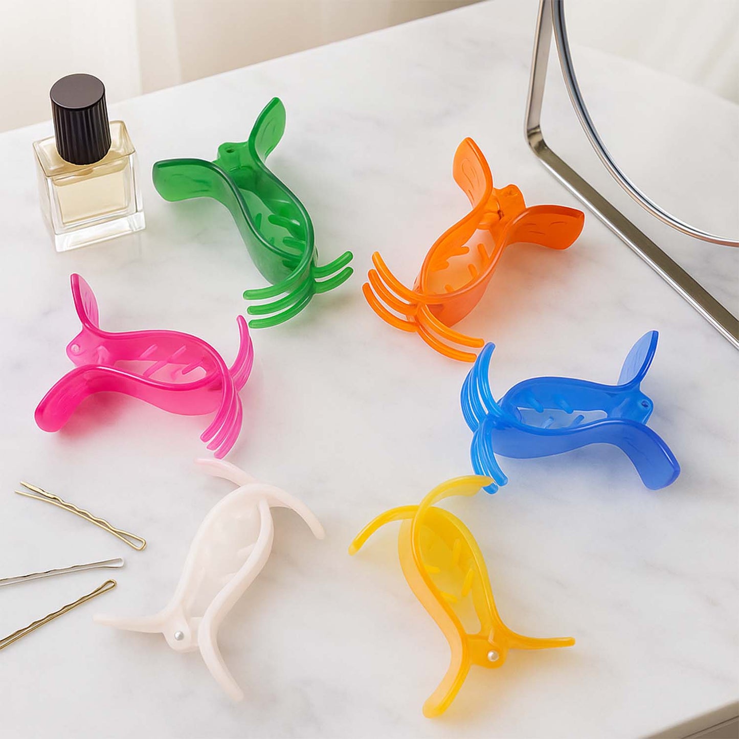 6 Pc Mini Hair Claw Clips for Girls - Colorful Small Hair Clamps for Styling - Happy Price - Image 2