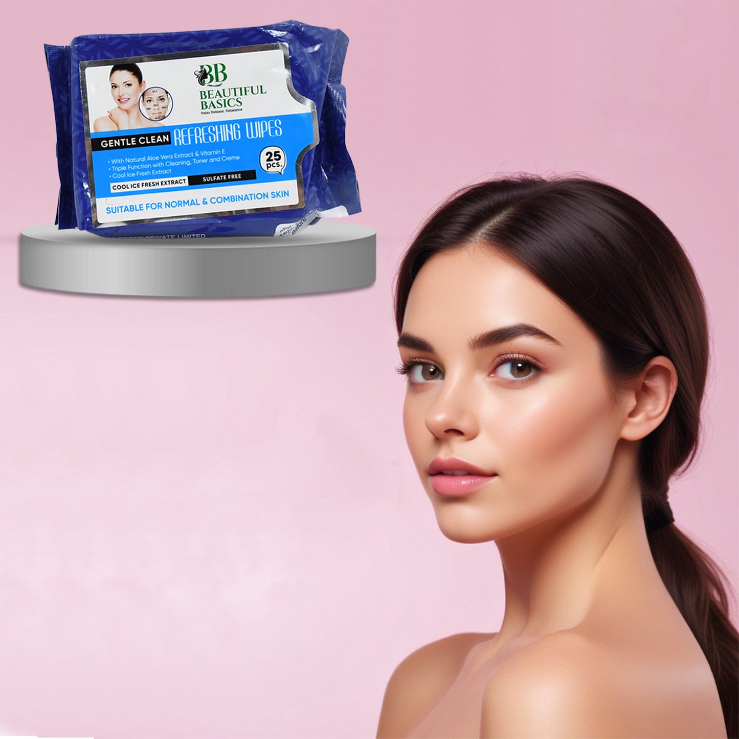 Refreshing Wet Wipes For Face  Facial Cleansing  Refreshing  Skin Hydration Soothing For Skin  Ph Balance  Alcohol Free  Nourishing With Fruit Extract  25 Wipes - Happy Price - Image 2