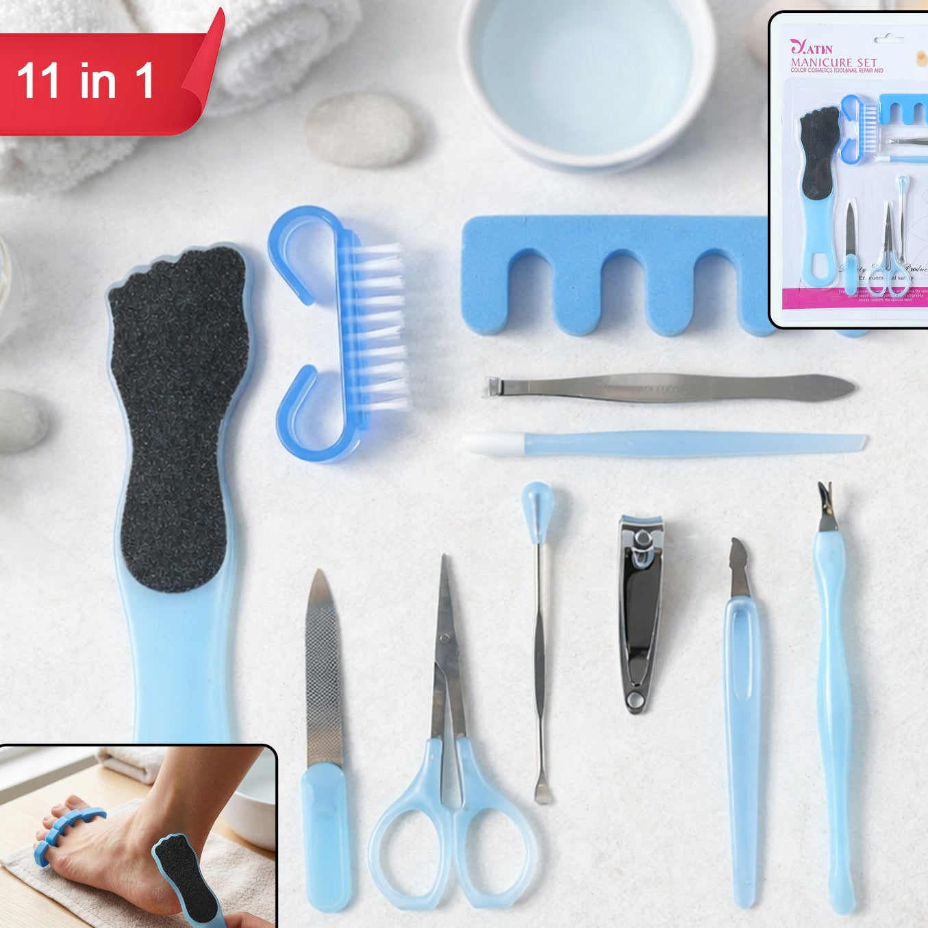11 In 1 Manicure Pedicure Grooming Kit Nail Care Set (1 Set)