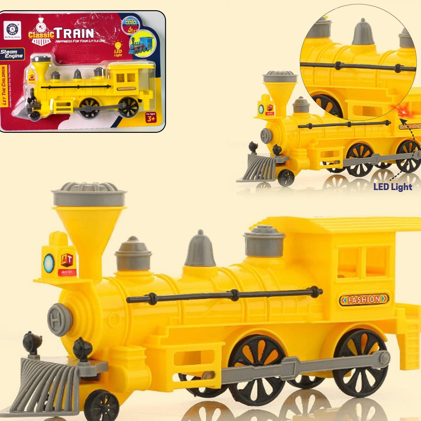 Pull And Go Train With Light Plastic String Pull Back Train (1 Pc  Mix Color) - Happy Price - Image 1