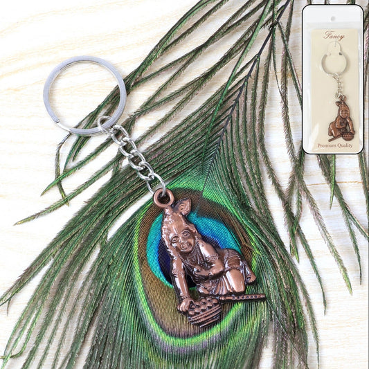 Bal Krishna Crawling Design Metal Keychain - 1 Pc - Happy Price - Image 1