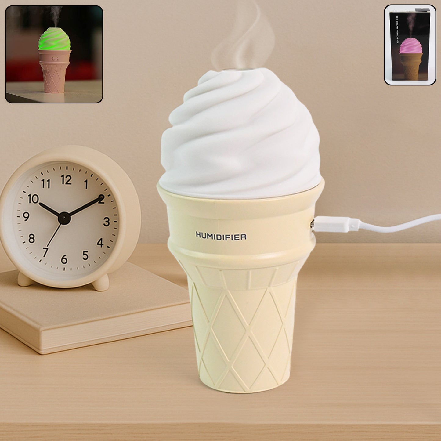 Ice Cream Cone Shape Air Freshener Humidifier (1pc  Cream Color) - Happy Price - Image 7