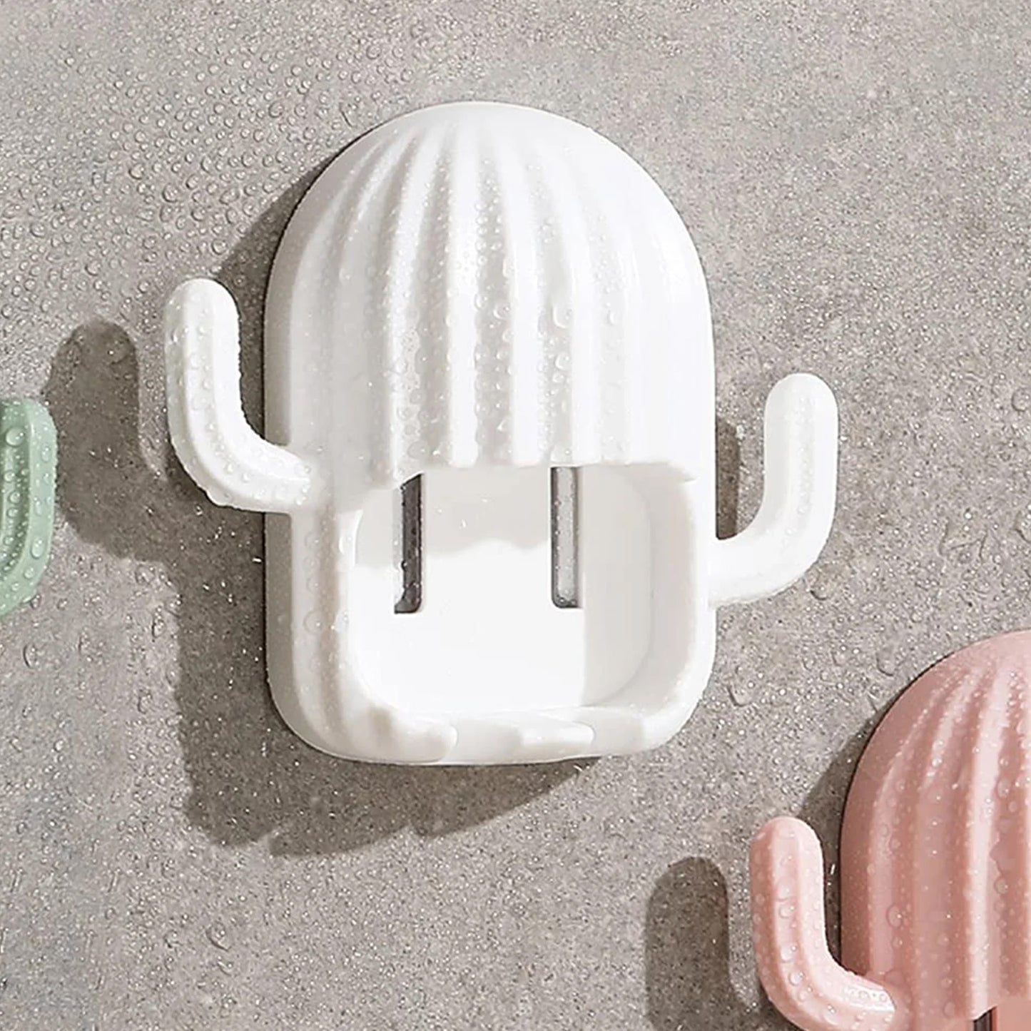 Wall Mounted Toothbrush Holder Set with 2 Bamboo Brushes - Cactus Design - Happy Price - Image 6