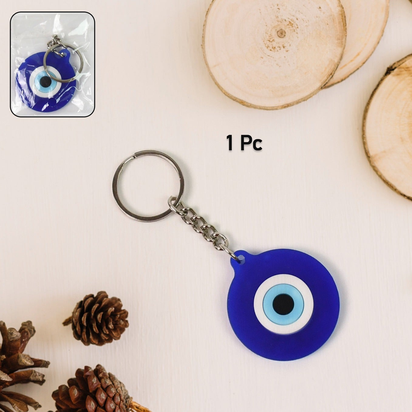 Evil Eye Rubber  Silicone Keychain (1 Pc  Blue Color) - Happy Price - Image 1