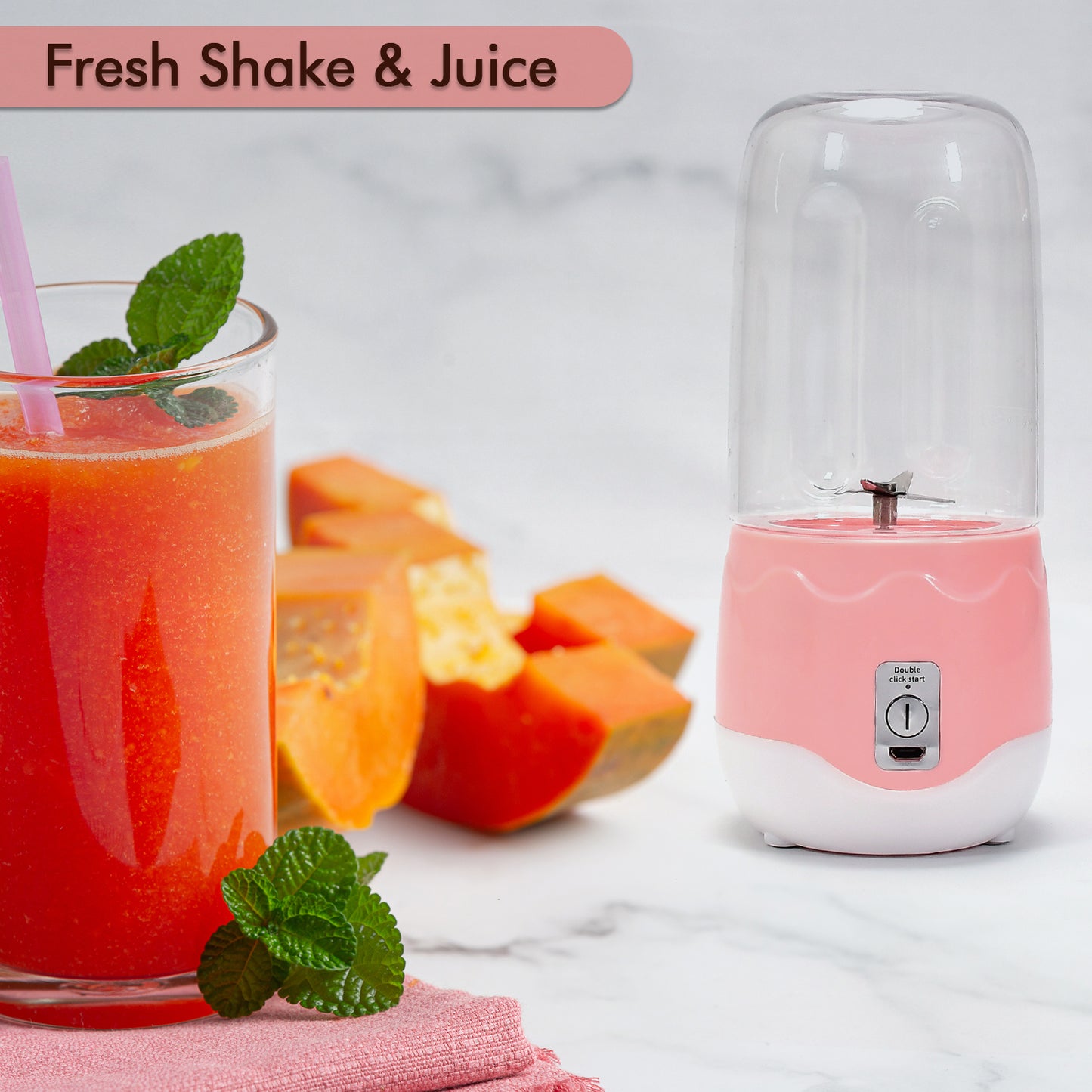 Portable Blender Personal Blender Juicer Cup Mini Handheld Blender With 4 Blades Mixer For Fruit Shakes And Smoothies Portable Juicer (Multicolor) - Happy Price - Image 4