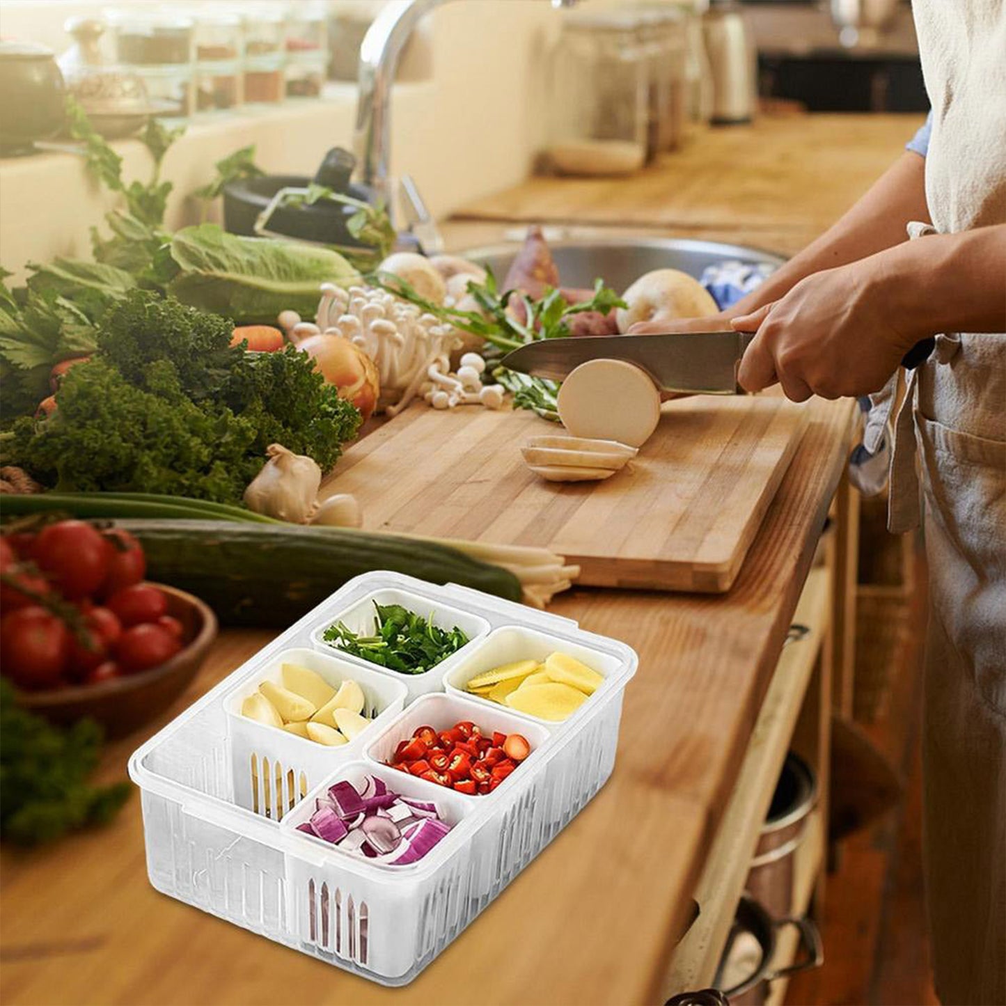 Fridge Storage Boxes Freezer Storage Containers Container For Kitchen Storage Set Storage In Kitchen Vegetable Storage Draining Crisper Refrigerator Food Box (1 Pc) - Happy Price - Image 2