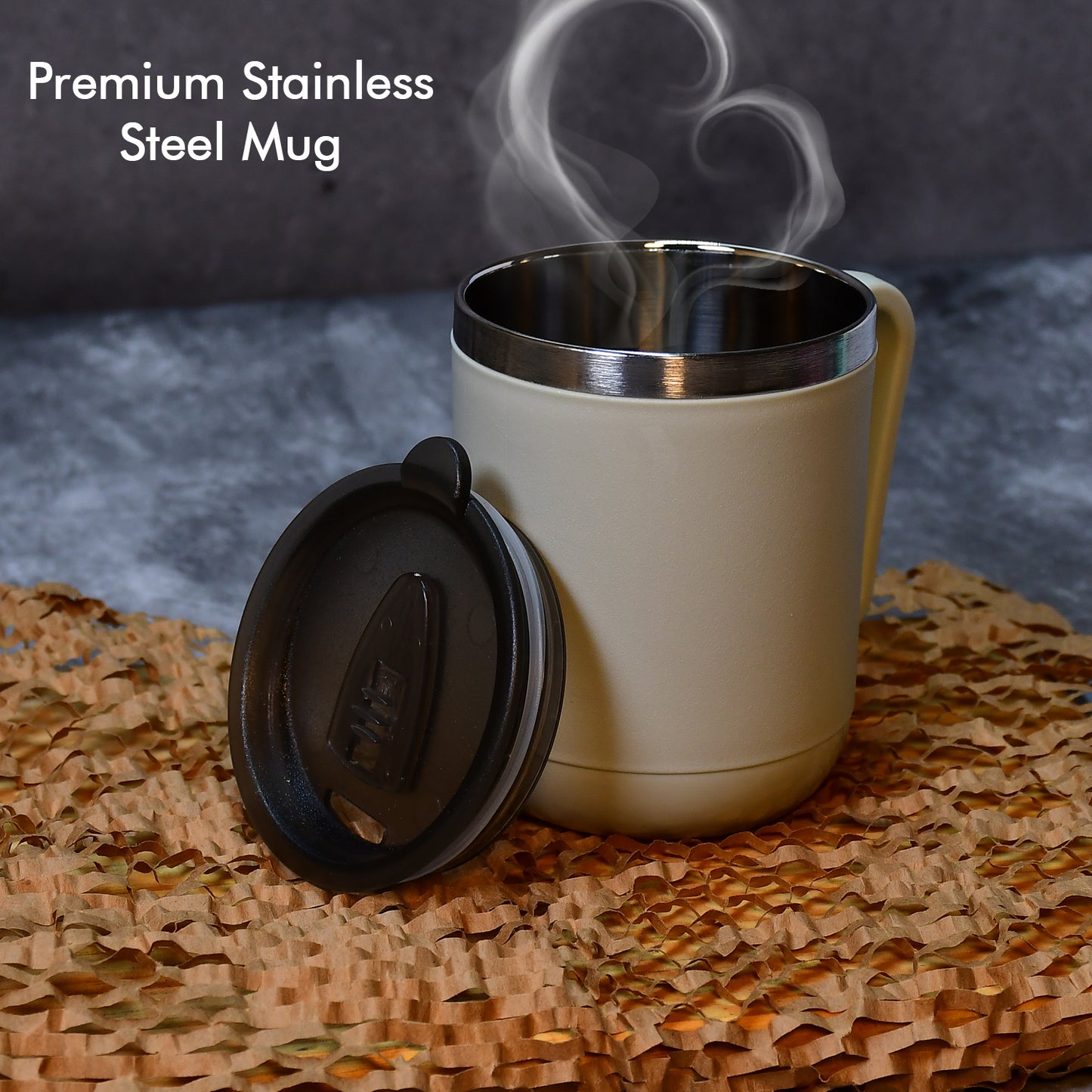 Ganesh Premium Stainless Steel Coffee Mug With Heat Resistant Mug Lid. Approx 400ml Mug. - Happy Price - Image 7