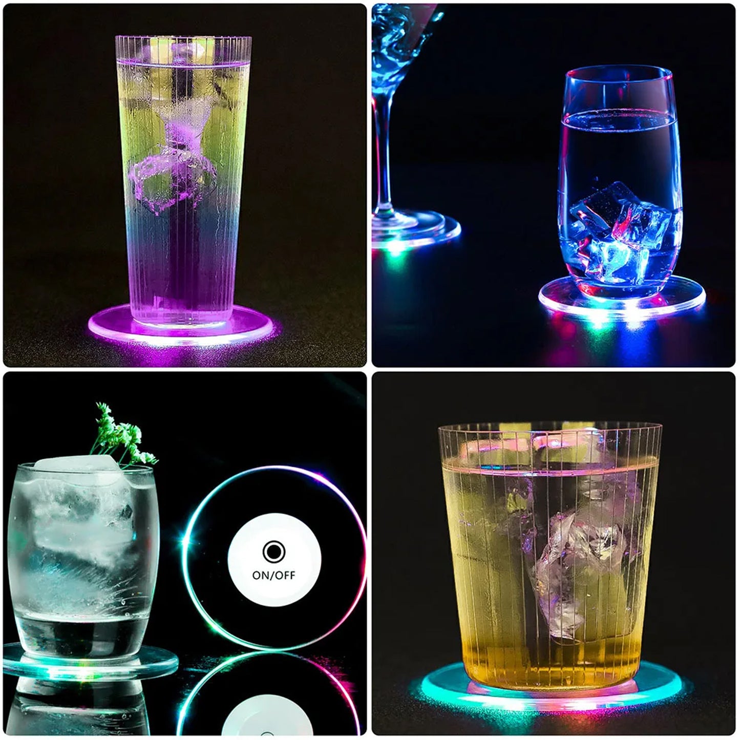 Colorful Led Cocktail Coaster Round Ultra-thin Led Drink Coaster (1 Pc) - Happy Price - Image 6