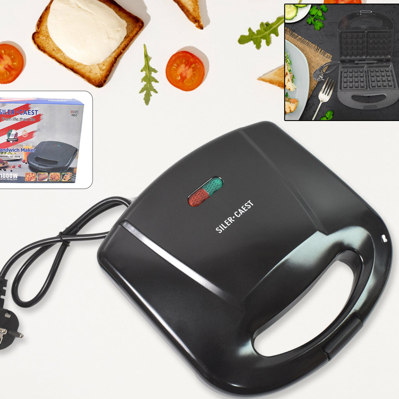 HappyPrice 2-Slice Square Waffle Maker with Non-Stick Plates - Happy Price - Image 1