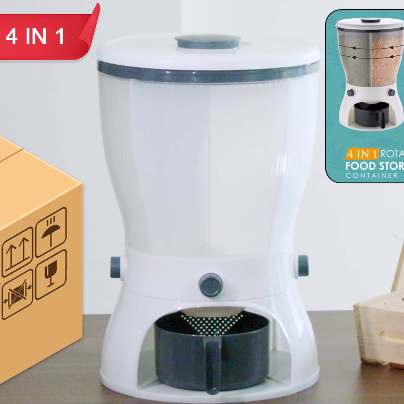 4in1 Rice Dispenser Grain Storage Container Household Cereal Dispenser - Happy Price - Image 1