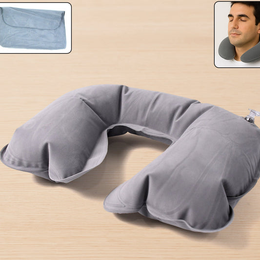 Inflatable  Foldable Pillow U Shape Air Cushion Travel Pillow Travel Business Trip Neck Pillow For Long Trips Ideal For Men  Women Portable And Perfect For Backpacking Car Camping And Even Airplane Travel - Happy Price - Image 1