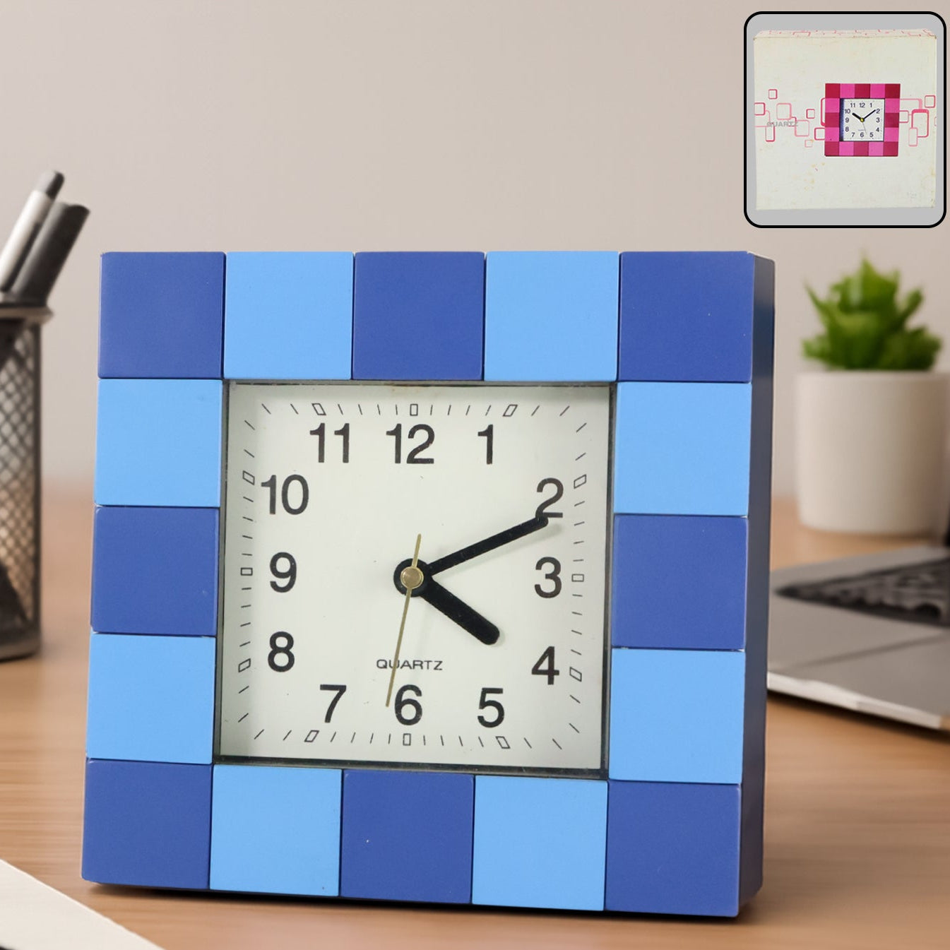 Square Quartz Table Clock - 1 Pc, Easy Read Dial - Happy Price - Image 1